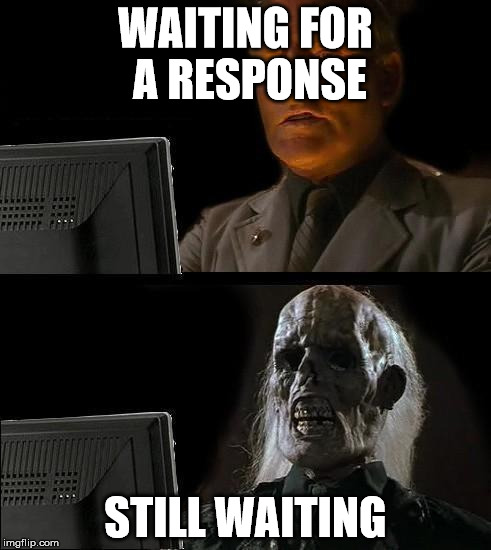Still Waiting | WAITING FOR A RESPONSE; STILL WAITING | image tagged in still waiting | made w/ Imgflip meme maker