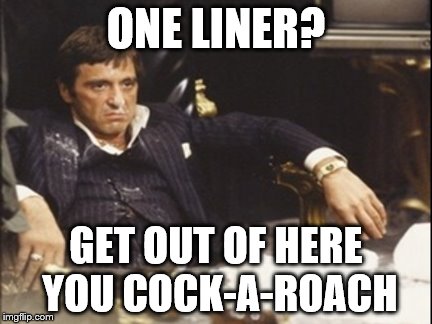ONE LINER? GET OUT OF HERE YOU COCK-A-ROACH | made w/ Imgflip meme maker