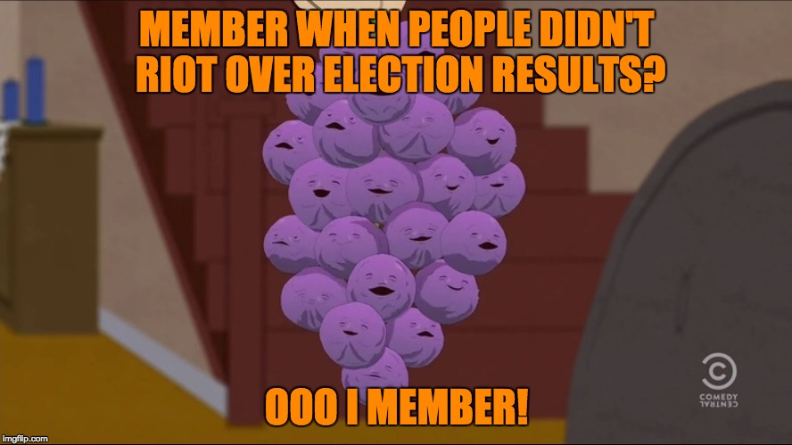 Aaah the good times | MEMBER WHEN PEOPLE DIDN'T RIOT OVER ELECTION RESULTS? OOO I MEMBER! | image tagged in memes,member berries | made w/ Imgflip meme maker