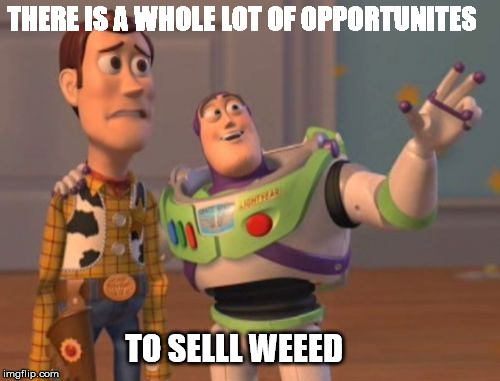 X, X Everywhere Meme | THERE IS A WHOLE LOT OF OPPORTUNITES; TO SELLL WEEED | image tagged in memes,x x everywhere | made w/ Imgflip meme maker