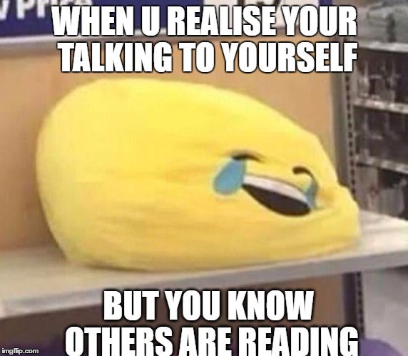 WHEN U REALISE YOUR TALKING TO YOURSELF; BUT YOU KNOW OTHERS ARE READING | image tagged in crying and laughing | made w/ Imgflip meme maker