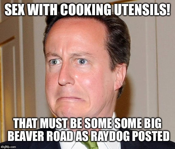 SEX WITH COOKING UTENSILS! THAT MUST BE SOME SOME BIG BEAVER ROAD AS RAYDOG POSTED | made w/ Imgflip meme maker