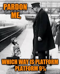 Meanwhile, at King's Cross Station | PARDON ME, WHICH WAY IS PLATFORM PLATFORM 9¾ | image tagged in harry potter | made w/ Imgflip meme maker