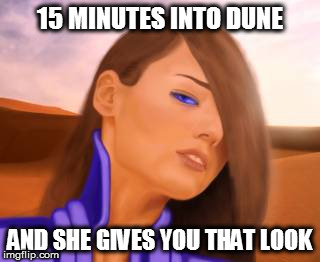 15 MINUTES INTO DUNE; AND SHE GIVES YOU THAT LOOK | image tagged in dune | made w/ Imgflip meme maker