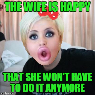 THE WIFE IS HAPPY THAT SHE WON'T HAVE TO DO IT ANYMORE | made w/ Imgflip meme maker