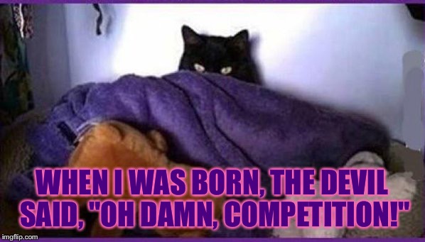 The story of taclivE  | WHEN I WAS BORN, THE DEVIL SAID, "OH DAMN, COMPETITION!" | image tagged in making plans,memes | made w/ Imgflip meme maker