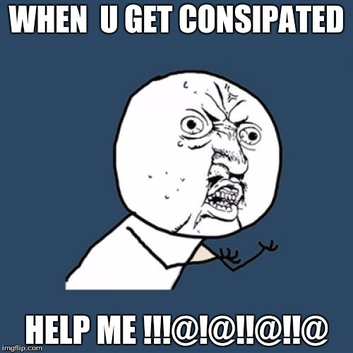 Y U No Meme | WHEN  U GET CONSIPATED; HELP ME !!!@!@!!@!!@ | image tagged in memes,y u no | made w/ Imgflip meme maker