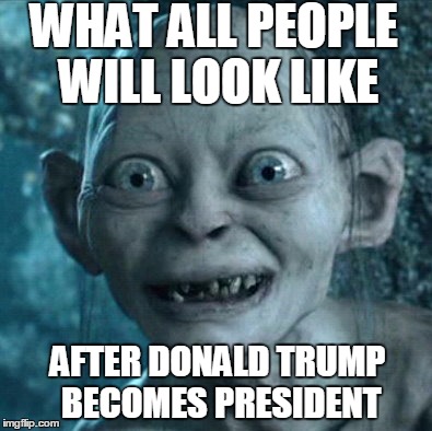 Gollum | WHAT ALL PEOPLE WILL LOOK LIKE; AFTER DONALD TRUMP BECOMES PRESIDENT | image tagged in memes,gollum | made w/ Imgflip meme maker