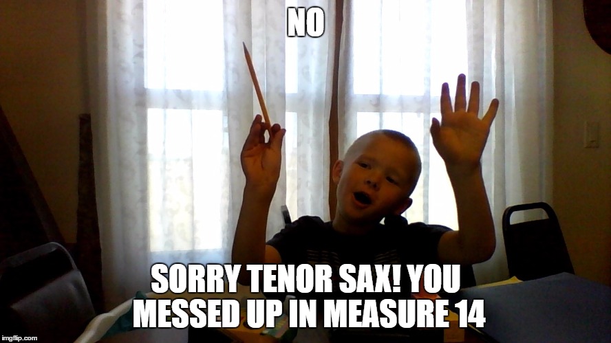 NO; SORRY TENOR SAX! YOU MESSED UP IN MEASURE 14 | image tagged in music | made w/ Imgflip meme maker