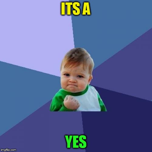 Success Kid Meme | ITS A YES | image tagged in memes,success kid | made w/ Imgflip meme maker