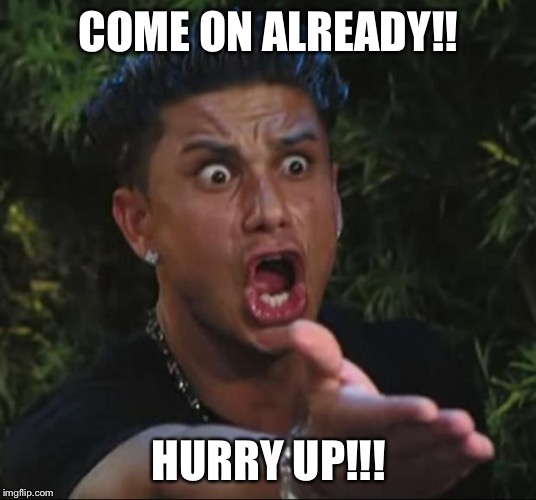 DJ Pauly D | COME ON ALREADY!! HURRY UP!!! | image tagged in memes,dj pauly d | made w/ Imgflip meme maker