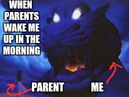 who's awaken me from slumber?! | WHEN PARENTS WAKE ME UP IN THE MORNING; PARENT              ME | image tagged in sleep,aladdin | made w/ Imgflip meme maker