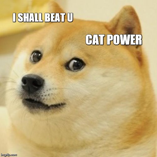Doge | I SHALL BEAT U; CAT POWER | image tagged in memes,doge | made w/ Imgflip meme maker
