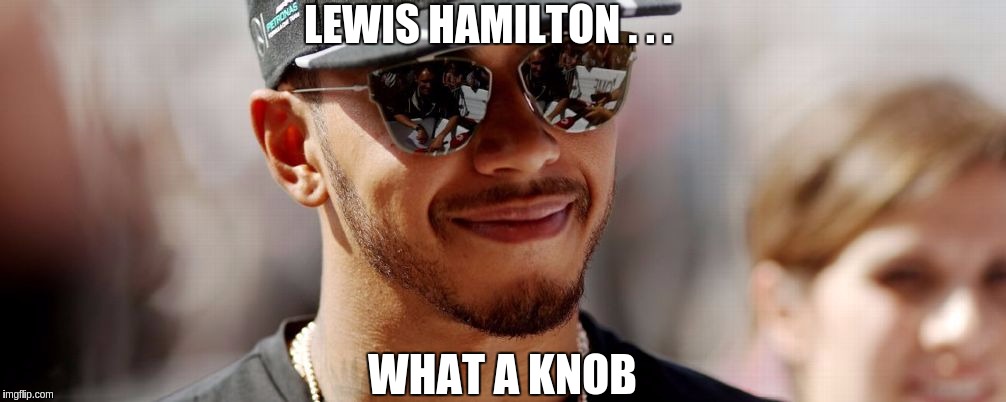 Lewis Hamilton | LEWIS HAMILTON . . . WHAT A KNOB | image tagged in lewis hamilton | made w/ Imgflip meme maker