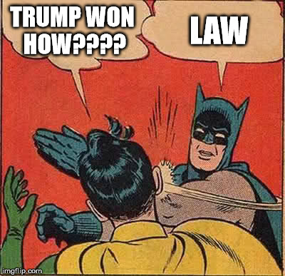 Batman Slapping Robin Meme | TRUMP WON HOW???? LAW | image tagged in memes,batman slapping robin | made w/ Imgflip meme maker