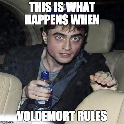 harry potter crazy | THIS IS WHAT HAPPENS WHEN; VOLDEMORT RULES | image tagged in harry potter crazy | made w/ Imgflip meme maker