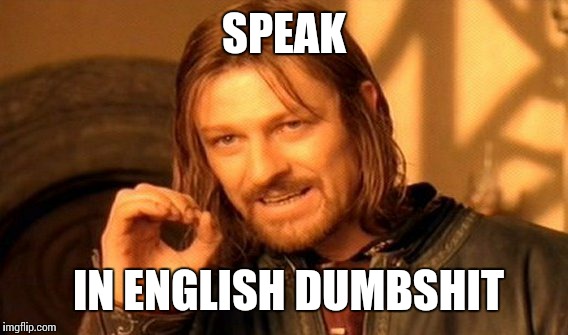 One Does Not Simply | SPEAK; IN ENGLISH DUMBSHIT | image tagged in memes,one does not simply | made w/ Imgflip meme maker