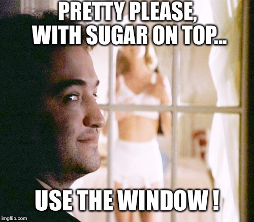 PRETTY PLEASE, WITH SUGAR ON TOP... USE THE WINDOW ! | made w/ Imgflip meme maker