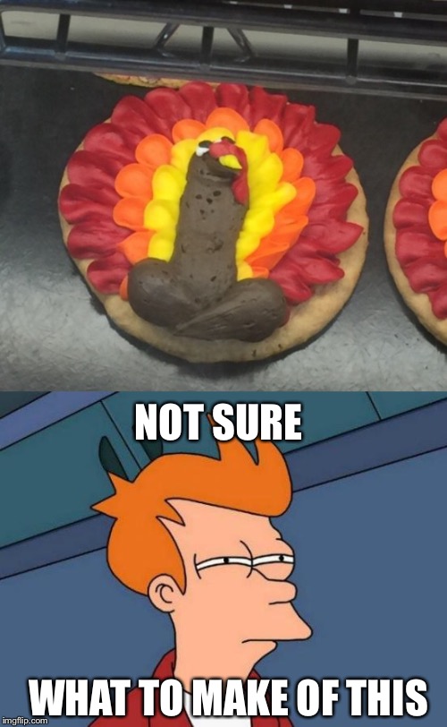 Hmmm WTH do you all think? | NOT SURE; WHAT TO MAKE OF THIS | image tagged in futurama fry,memes,thanksgiving | made w/ Imgflip meme maker