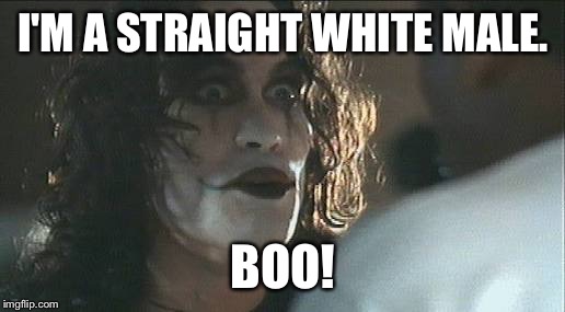 The Crow | I'M A STRAIGHT WHITE MALE. BOO! | image tagged in the crow | made w/ Imgflip meme maker