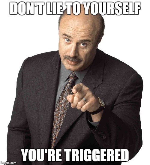 If you're still posting Clinton memes in December |  DON'T LIE TO YOURSELF; YOU'RE TRIGGERED | image tagged in dr phil | made w/ Imgflip meme maker