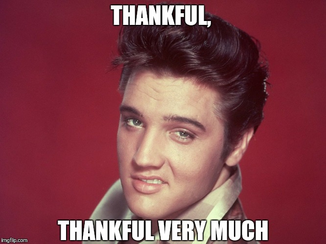 Happy Thanksgiving!  | THANKFUL, THANKFUL VERY MUCH | image tagged in elvis presley,happy thanksgiving,turkey day | made w/ Imgflip meme maker
