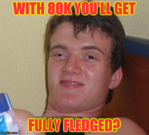 10 Guy Meme | WITH 80K YOU'LL GET FULLY FLEDGED? | image tagged in memes,10 guy | made w/ Imgflip meme maker