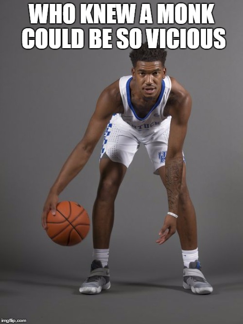 Malik Monk | WHO KNEW A MONK COULD BE SO VICIOUS | image tagged in malik monk | made w/ Imgflip meme maker