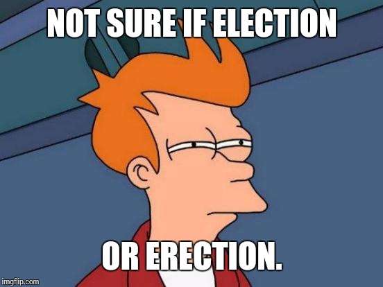 Futurama Fry Meme | NOT SURE IF ELECTION OR ERECTION. | image tagged in memes,futurama fry | made w/ Imgflip meme maker