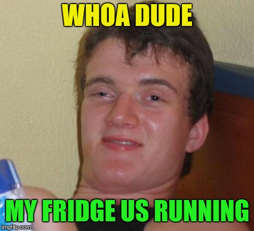 10 Guy Meme | WHOA DUDE MY FRIDGE US RUNNING | image tagged in memes,10 guy | made w/ Imgflip meme maker