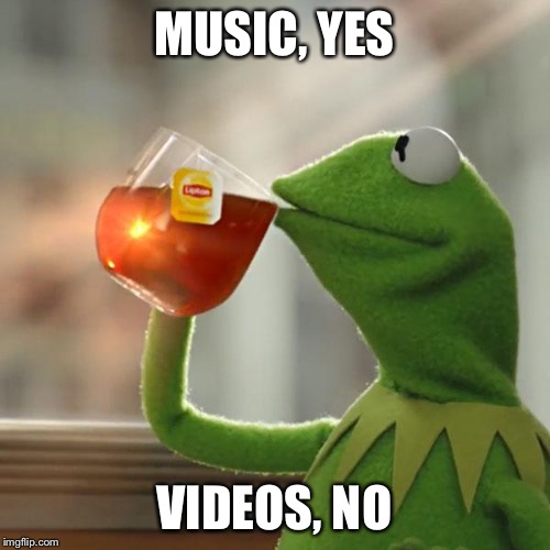 But That's None Of My Business Meme | MUSIC, YES VIDEOS, NO | image tagged in memes,but thats none of my business,kermit the frog | made w/ Imgflip meme maker