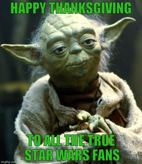Star Wars Yoda Meme | HAPPY THANKSGIVING; TO ALL THE TRUE STAR WARS FANS | image tagged in memes,star wars yoda | made w/ Imgflip meme maker