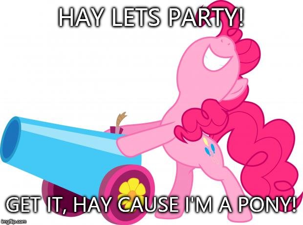 Mlp joke! | HAY LETS PARTY! GET IT, HAY CAUSE I'M A PONY! | image tagged in mlp | made w/ Imgflip meme maker