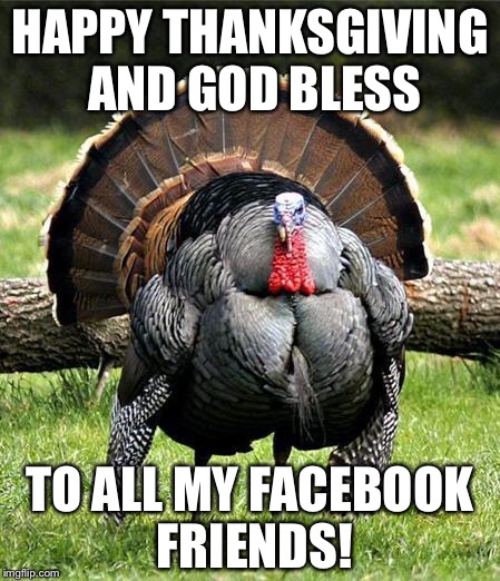 Thanksgiving Day | HAPPY THANKSGIVING AND GOD BLESS; TO ALL MY FACEBOOK FRIENDS! | image tagged in thanksgiving day | made w/ Imgflip meme maker