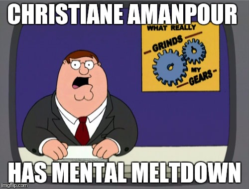 Peter Griffin News Meme | CHRISTIANE AMANPOUR; HAS MENTAL MELTDOWN | image tagged in memes,peter griffin news | made w/ Imgflip meme maker