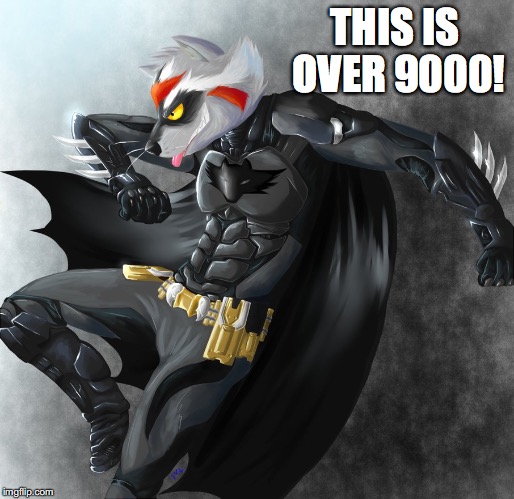 Batcoon | THIS IS OVER 9000! | image tagged in batcoon,h2o delirious,memes | made w/ Imgflip meme maker