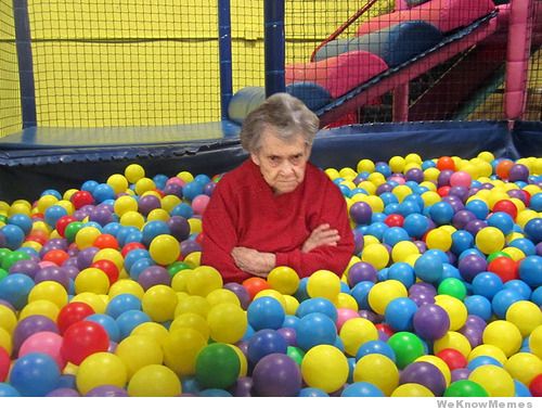 High Quality Grandma Ballpit  Blank Meme Template