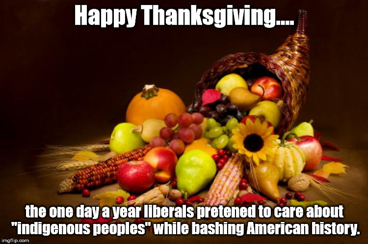 Happy Thanksgiving.... the one day a year liberals pretened to care about  "indigenous peoples" while bashing American history. | image tagged in thanksgiving | made w/ Imgflip meme maker
