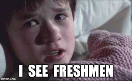 I See Dead People Meme | I  SEE  FRESHMEN | image tagged in memes,i see dead people | made w/ Imgflip meme maker