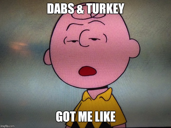 Dabs & Turkey | DABS & TURKEY; GOT ME LIKE | image tagged in charlie brown,turkey,dabs | made w/ Imgflip meme maker