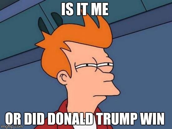 Futurama Fry Meme | IS IT ME; OR DID DONALD TRUMP WIN | image tagged in memes,futurama fry | made w/ Imgflip meme maker