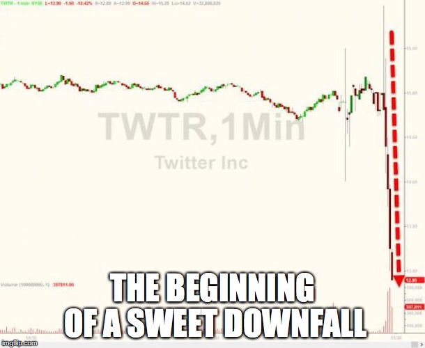 Fall of Twitter | THE BEGINNING OF A SWEET DOWNFALL | image tagged in twitter,memes | made w/ Imgflip meme maker