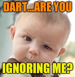 Skeptical Baby Meme | DART...ARE YOU; IGNORING ME? | image tagged in memes,skeptical baby | made w/ Imgflip meme maker