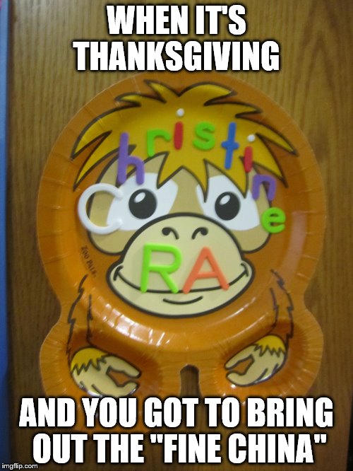 WHEN IT'S THANKSGIVING; AND YOU GOT TO BRING OUT THE "FINE CHINA" | image tagged in fine china | made w/ Imgflip meme maker