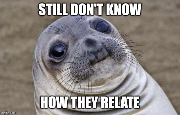 Awkward Moment Sealion Meme | STILL DON'T KNOW HOW THEY RELATE | image tagged in memes,awkward moment sealion | made w/ Imgflip meme maker