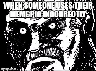 mad | WHEN SOMEONE USES THEIR MEME PIC INCORRECTLY | image tagged in mad | made w/ Imgflip meme maker