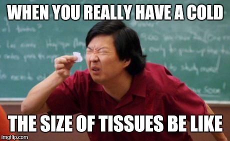 post for ants asian | WHEN YOU REALLY HAVE A COLD; THE SIZE OF TISSUES BE LIKE | image tagged in post for ants asian | made w/ Imgflip meme maker