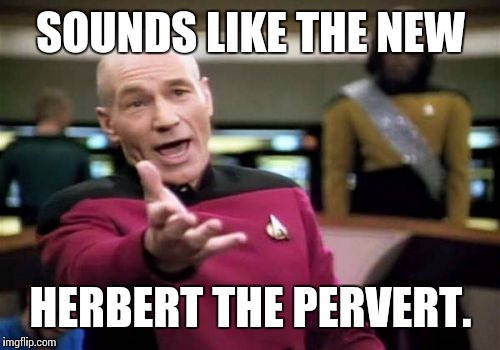 Picard Wtf Meme | SOUNDS LIKE THE NEW HERBERT THE PERVERT. | image tagged in memes,picard wtf | made w/ Imgflip meme maker