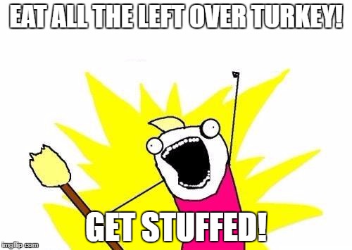 X All The Y | EAT ALL THE LEFT OVER TURKEY! GET STUFFED! | image tagged in memes,x all the y | made w/ Imgflip meme maker