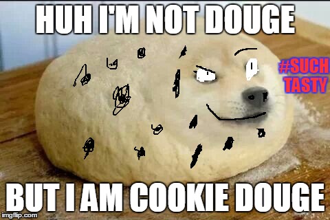 cookie douge | HUH I'M NOT DOUGE; #SUCH TASTY; BUT I AM COOKIE DOUGE | image tagged in douge,cookie dough,cookie douge | made w/ Imgflip meme maker
